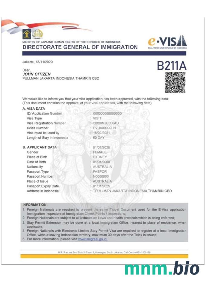 Indonesia e-visa Full editable PSD